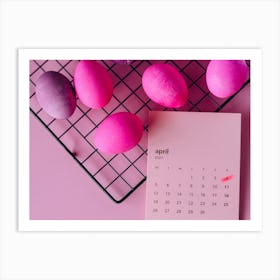 Calendar With Pink Eggs Art Print