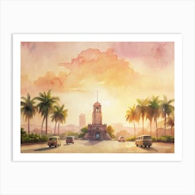 Watercolor Of A City Art Print