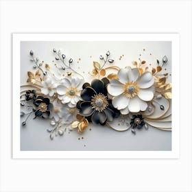 Black And White Flowers 1 Art Print