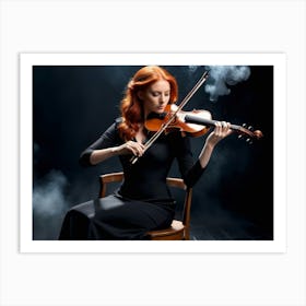 Woman in black playing on violin 1 Art Print