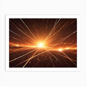 Abstract Background With Glowing Golden Streaks Of Light Emanating From Multiple Sources, Creating A Sense Of Energy And Cosmic Phenomena Art Print