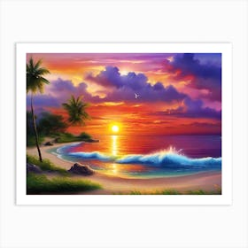 Sunset At The Beach 120 Art Print