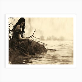 Drizzle - Woman By The Water Art Print