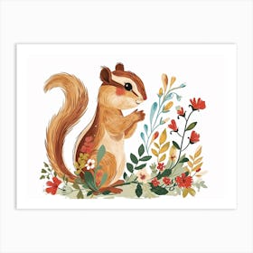 Little Floral Chipmunk 1 Art Print