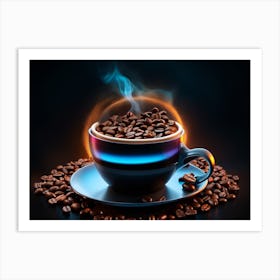 Coffee Cup With Coffee Beans Art Print