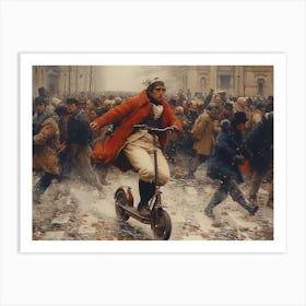 Napoleon's Electric Ride: A Contemporary Collision of Power and Nonchalance Art Print