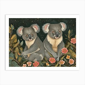 Floral Animal Illustration Koala 4 Art Print