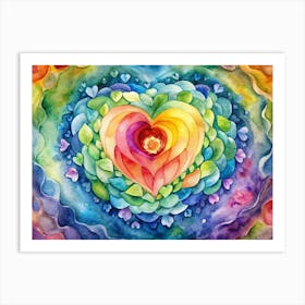 Watercolor Painting Of A Rainbow Heart Art Print