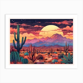 Desert Landscape With Cactus 2 Art Print