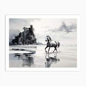 A Horse Oil Painting In Railay Beach, Thailand, Landscape 4 Art Print