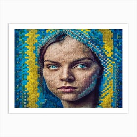 Ukrainian women against the war. Mosaic art. 1 Art Print