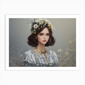 Fashion Woman With Flowers 10 Art Print