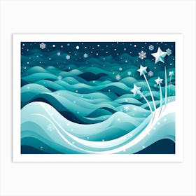 Christmas Sea Background Vector Art 8 Art Print