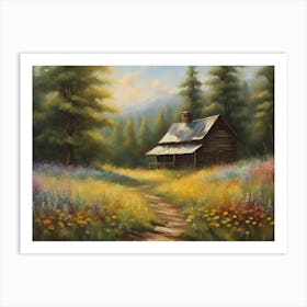 Sun Kissed Meadow Embraced By A Majestic Forest 1 Art Print