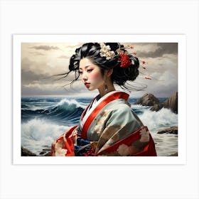 Geisha By The Sea 1 Art Print