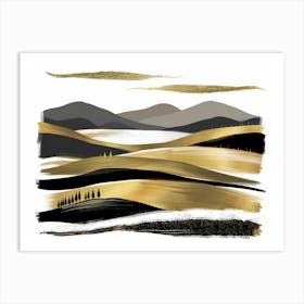 Gold And Black Landscape Art Print