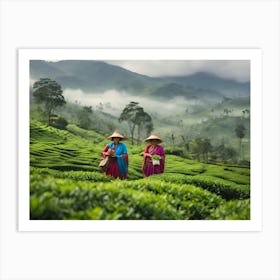 Women In A Tea Plantation paintings art print Art Print