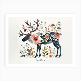 Little Floral Caribou 2 Poster Art Print