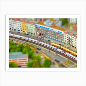 Aerial View Of Berlin Skyline With S Bahn Tracks Rapid Train And Colorful Buildings Art Print