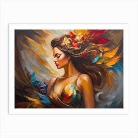 Woman With Feathers Art Print