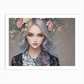 Fashion Woman With Flowers 23 Art Print