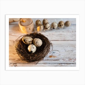 Quail Eggs In A Nest 1 Art Print