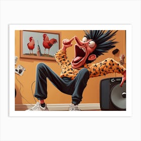 Rooster Funny Cartoon Art Print