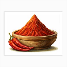 Chili Powder In Wooden Bowl Art Print