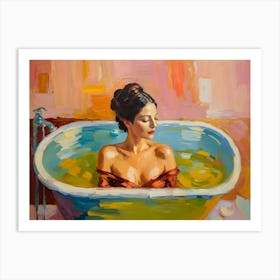 Woman In A Bathtub 3 Art Print