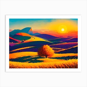 Sunset In The Hills 3 Art Print