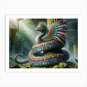 Feathered Serpent Fantasy Art Print