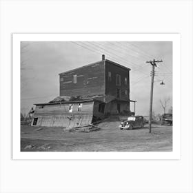Old Flour Mill Damaged By The Flood, Note Wrought Iron Streetlight Fixture, Shawneetown, Illinois By Russell Lee Art Print