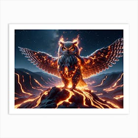 Owlcano Owl-Vulcano Fantasy Art Print