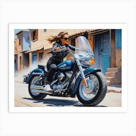 Woman On A Motorcycle 3 Art Print