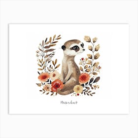 Little Floral Meerkat 2 Poster Art Print