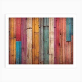 Colorful Wood Wall 3 Art Print