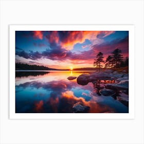 Sunset In The Lake Art Print