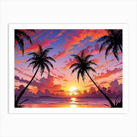 Sunset Palm Trees 13 Art Print