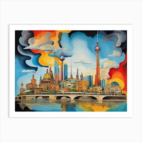 Berlin Skyline in dadaism style 2 Art Print