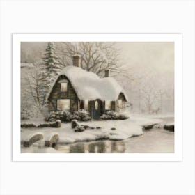 Cottage By The Water Art Print