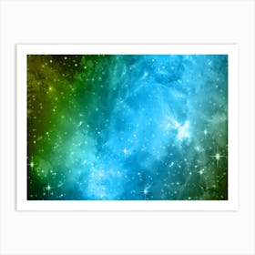 Sky Blue Green Galaxy Space Background Art Print