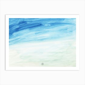 Pastorale - minimal abstract contemporary watercolor landscape blue green light living room Art Print