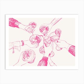 Group Of Hands Holding Drinks Art Print