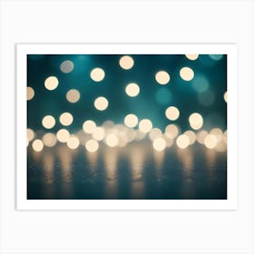 A Dark Blue Background With A Soft Glow Of White Lights Art Print