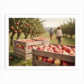 Crates Of Red Apples In An Orchard 2 Art Print