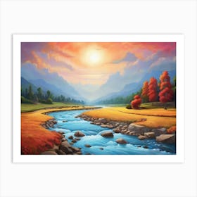 Sunset In The Mountains 25 Art Print