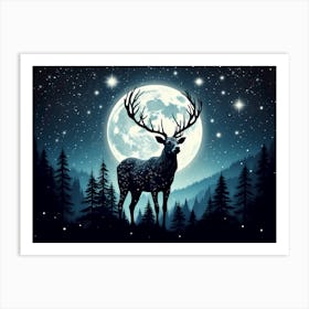 Deer In The Moonlight Art Print