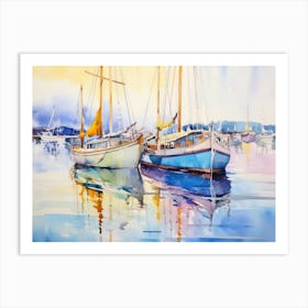 Sailboats In The Harbor Art Print