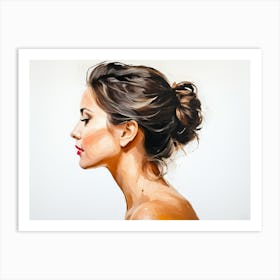 Side Profile Of Beautiful Woman Oil Painting 35 Art Print