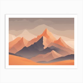 Misty mountains horizontal background in orange tone 9 Art Print